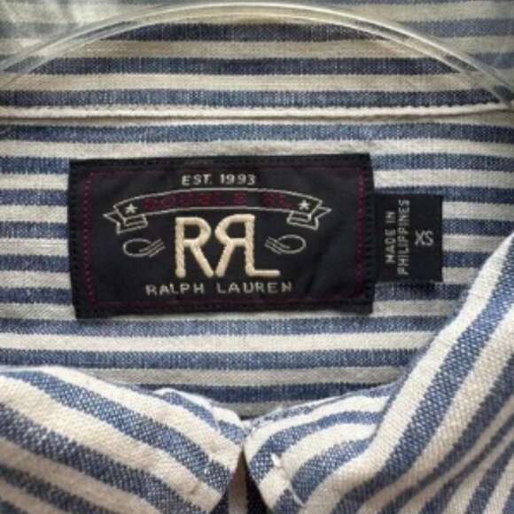 RRL Double RL Ralph Lauren Mens Striped Short Sleeve Button Down Shirt - XS - Picture 2 of 9